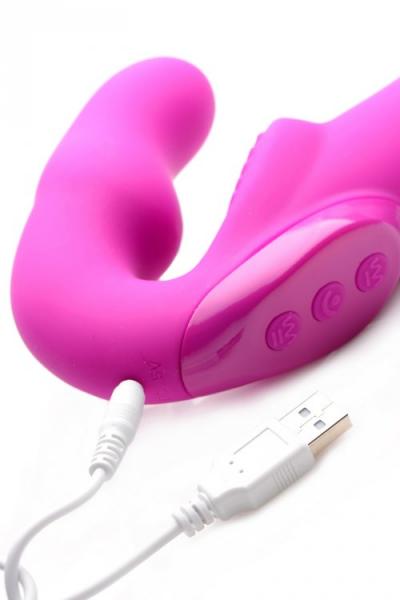 Evoke Super Charged Vibrating Strapless Strap On Pink Sex Toy Product