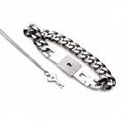 Chained Locking Bracelet And Key Necklace Couples Set Sex Toy Product
