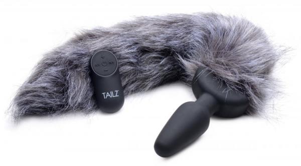 Gray Remote Control  Vibrating Fox Tail Anal Plug Sex Toy Product