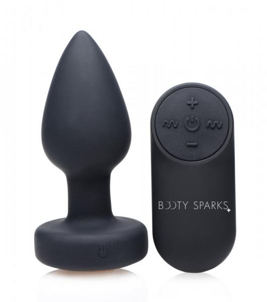 Booty Sparks Silicone Vibrating LED Anal Plug Small Black Sex Toy Product