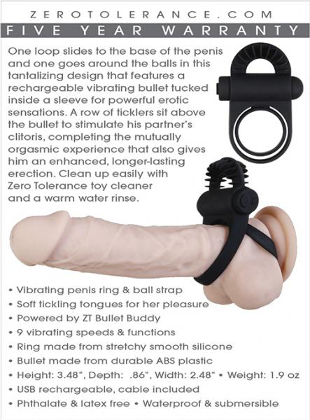Bell Ringer Black Vibrating Cock Ring & Ball Strap Sex Toy Product