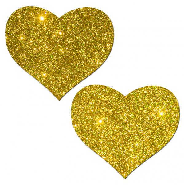 Pastease Gold Glitter Heart Pasties O/S Sex Toy Product
