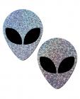 Pastease Silver Glitter Alien With Black Eyes Pasties Sex Toy Product