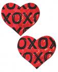 Pastease Glitter XOXO Heart Red Black O/S Pasties Sex Toy Product