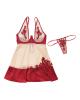 Nylon, Satin Babydoll Underwire Cups & G-String Red Nude 3X/4X Sex Toy Product Image 1