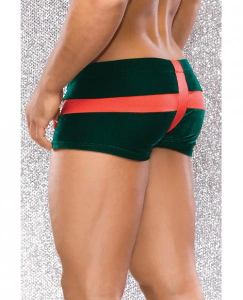 Holiday Low Rise Velvet Present Boxers Bow Green Red XL Sex Toy Product
