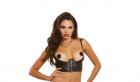 Faux Leather Knit Shelf Bustier Mesh Back Black 38 Sex Toy Product