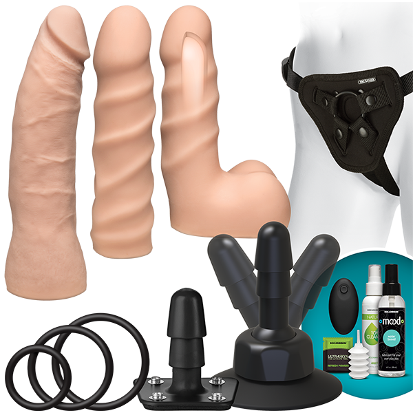 Vac-U-lock Vibrating Dual Density Starter Set with Wireless Remote - Beige Sex Toy Product
