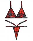 Vibes F*ck Off  Bralette & Thong Set Red Plaid L/XL Sex Toy Product