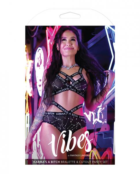 Vibes Karma's A Bitch Bralette & Cutout Panty Black L/XL Sex Toy Product