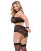 Curve Katia Halter Bra with Gartered Panty Black 1X/2X Sex Toy Product Image 2