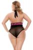 Curve Sherry Two Tone Lace Halter Teddy Black Pink 1X/2X Sex Toy Product Image 2