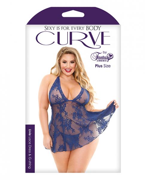 Curve Livie Lace Chemise & G-String Blue 1X/2X Sex Toy Product