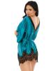 Baby It Is Cold Outside Satin Robe & Panty Blue Black M/L Sex Toy Product Image 2