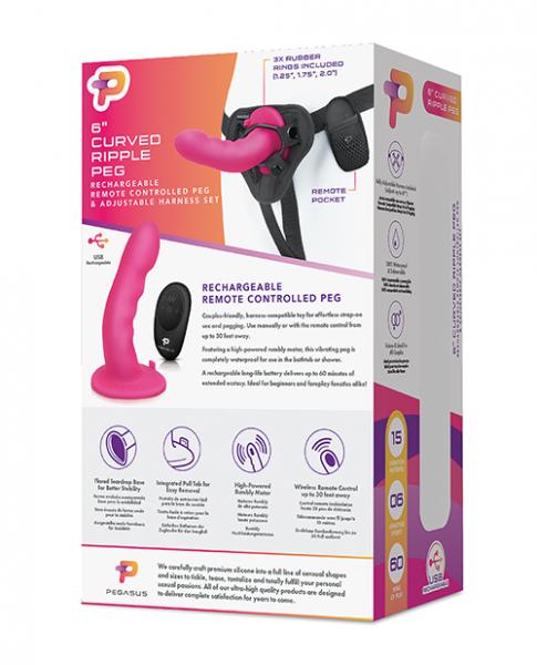 Pegasus 6 inches Ripple Peg Harness & Remote Pink Sex Toy Product
