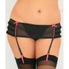 Crotchless Mesh Skirted Thong, Garters Black 3X/4X Sex Toy Product Image 3