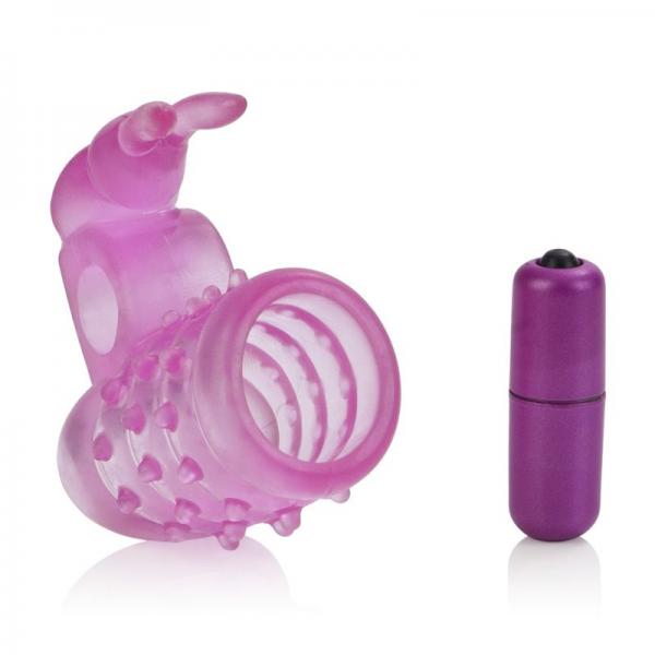 Basic Essentials Stretchy Vibrating Bunny Enhancer Pink	 Sex Toy Product