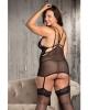 Holiday Mesh, Lace Gartered Chemise & G-String  Black 2X Sex Toy Product Image 2