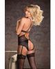 Holiday Mesh, Lace Gartered Teddy & G-String  Black XL Sex Toy Product Image 2