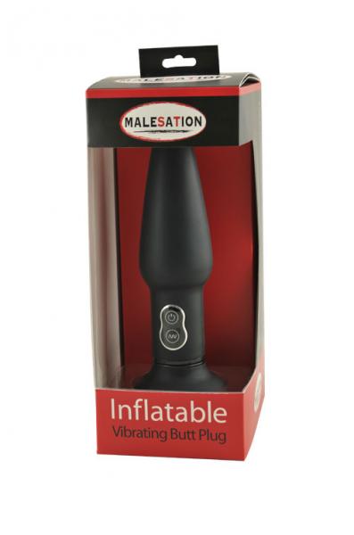 Inflatable Vibrating Butt Plug Black  Sex Toy Product