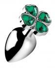 Booty Sparks Lucky Clover Gem Anal Plug Large Silver Sex Toy Product