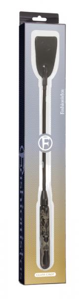 Glass Leather Riding Crop Black Sex Toy Product