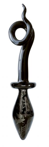 Glass Pigtail Butt Plug Black Small Sex Toy Product