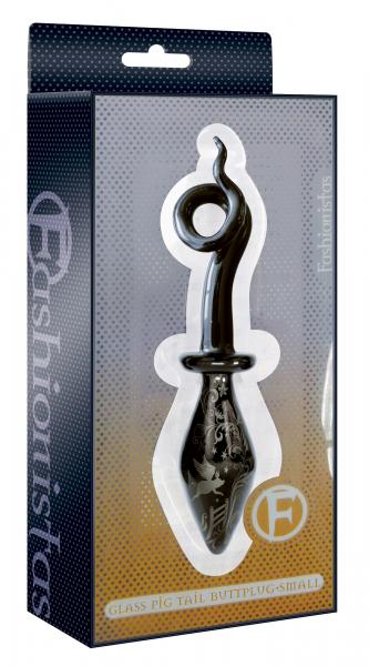 Glass Pigtail Butt Plug Black Small Sex Toy Product