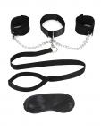 Lux Fetish Collar, Cuffs & Leash Set Black Sex Toy Product