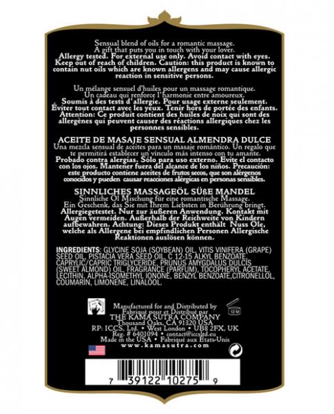 Kama Sutra Aromatics Massage Oil Sweet Almond 2oz Sex Toy Product