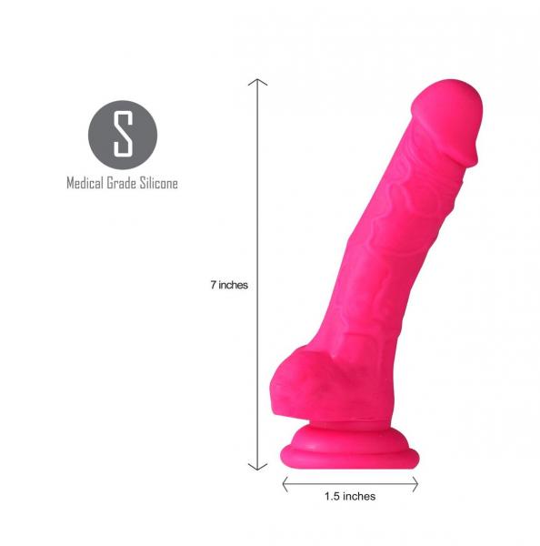 Billee 7 inches Realistic Silicone Dong Neon Pink Sex Toy Product