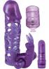 Clit Tickler Penis Extender Vibrating Sleeve Purple Sex Toy Product Image 1