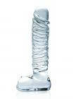 Icicles No. 63 Textured Glass Dildo With Balls 8.5" - Clear Sex Toy Product