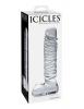 Icicles No. 63 Textured Glass Dildo With Balls 8.5" - Clear  Sex Toy Product Image 2