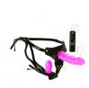 Dual Harness EZ Snap Vibrating Dong And Plug Pink Sex Toy Product Image 1