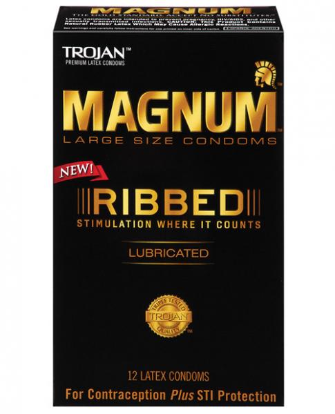 Trojan Magnum Ribbed 12 Pack Latex Condoms Sex Toy Product