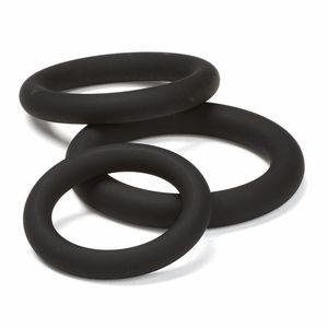 Cloud 9 Silicone C-rings 3 Pcs Black (bulk) Sex Toy Product