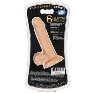 Pro Sensual Premium Silicone Dong 6 inch with 3 C-Rings Beige Sex Toy Product