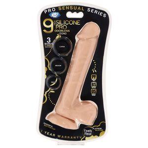 Pro Sensual Premium Silicone Dong Beige 9 inches with 3 C-Rings Sex Toy Product