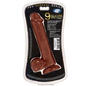 Pro Sensual Premium Silicone Dong Brown 9 inches with 3 C-Rings Sex Toy Product
