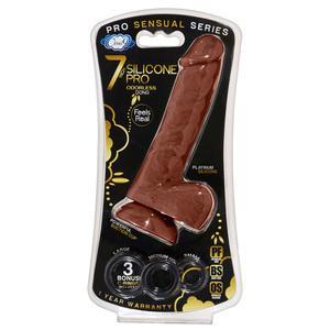 Pro Sensual Premium Silicone Dong with 3 C Rings Brown 7 inches Sex Toy Product