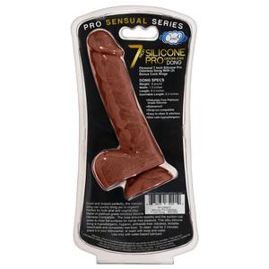Pro Sensual Premium Silicone Dong with 3 C Rings Brown 7 inches Sex Toy Product