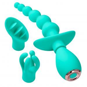 Cloud 9 Health & Wellness Anal Clitoral & Nipple Massager Kit Teal Sex Toy Product