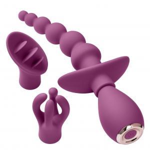 Cloud 9 Health & Wellness Anal Clitoral & Nipple Massager Kit Plum Sex Toy Product