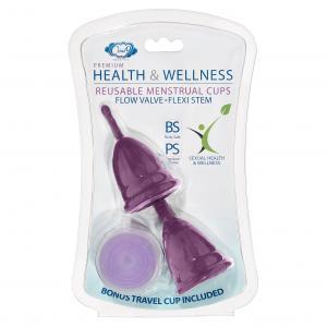 Cloud 9 Health & Wellness Reusable Menstrual Cups 3-pk W/bonus Travel Cup & Case Sex Toy Product
