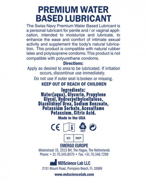 Swiss Navy Water Based Lubricant 32oz Sex Toy Product
