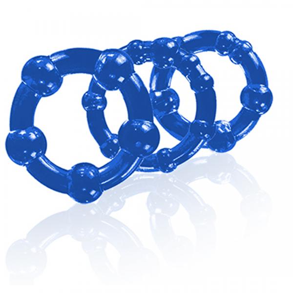 Beaded Cock Rings Blue Pack Of 3 Sex Toy Product