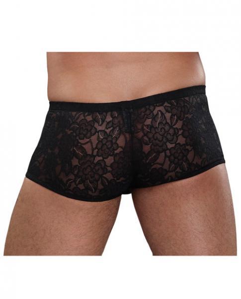 Male Power Stretch Lace Mini Shorts Black Medium  Sex Toy Product