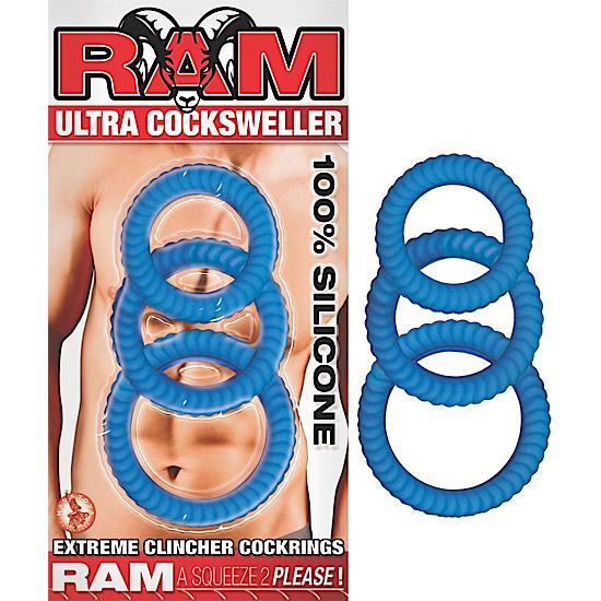 Ram Ultra Silicone Cocksweller C Rings Blue  Sex Toy Product