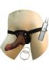 Real Skin Afro American Whoppers Vibrating 8 Inch Dong With Harness - Brown	 Sex Toy Product Image 1